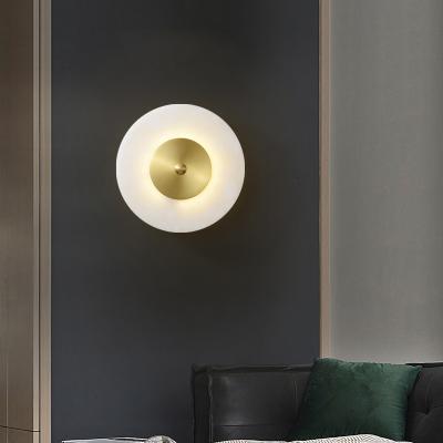 China Modern Decorate Bedroom Living Room Dining Room Disc Modern Certified Copper Marble Wall Lamp for sale