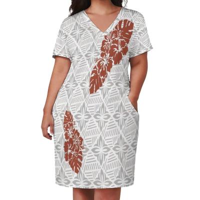 China Samoan Puletasi Large Size Anti-Static Dress Summer Loose Short Sleeve Dresses Women Island Custom Made On Demand Polynesian Dress for sale