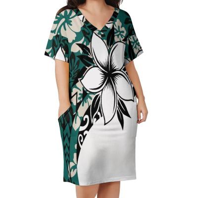 China Anti-Static Custom Short Sleeve Dress Women Clothing Full Print Dresses Polynesian Samoan Puletasi Island Dress for sale