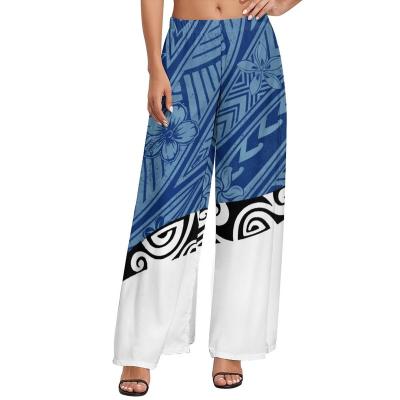 China Anti-wrinkle Boutique Clothing Women Custom Size Big Wide Leg Pants Fashionable Palazzo Pants Polynesian Island Pants 1 MOQ for sale