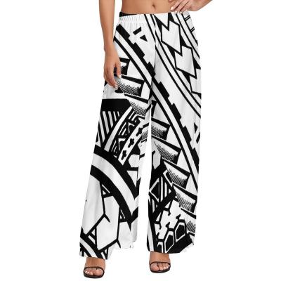 China Anti-wrinkle Design Polynesian Samoan Tribal Women Loose Leg Pants Wide Leg Palazzo Pants Hot Selling Palazzo Pants for sale