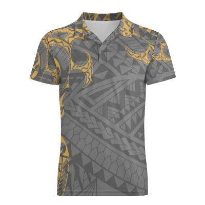 China Big Size Mens Turn-Down Logo Anti-Wrinkle White Polo Print Breathable Polo Shirts Custom Polynesian Tribal T-shirt Design for sale