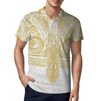 China Anti-Wrinkle Clothing Manufacturers Custom Big Size Men Golf Polynesian Print Polo Shirts Breathable Neck T-shirt Quick Dry Polo Shirts for sale