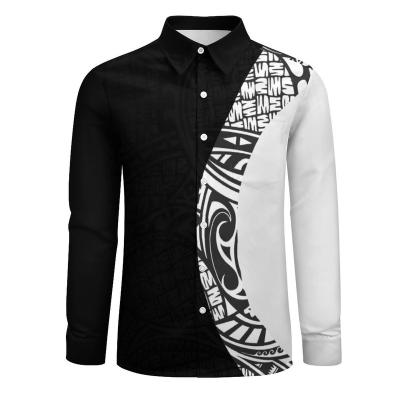 China Custom Anti-Pilling Printing Hawaii Shirt Latest Design Island Men Shirts Plus Size Long Sleeve Polynesian Formal Casual Shirt for sale