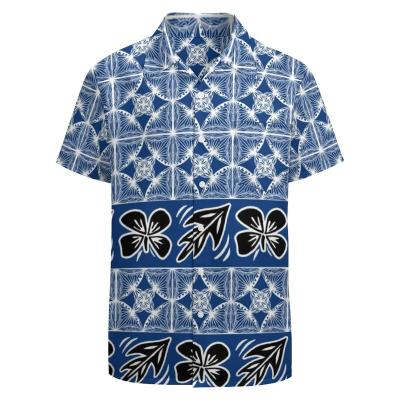 China Men's Hawaiian Shirt Men's Polynesian Tribal Shop Custom Shirts Anti-pilling OEM Sublimation Polyester Stretch Shirt Custom Made Shirts for sale