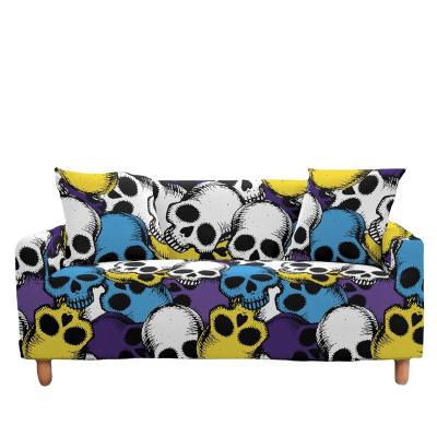 China 1-4 Setaer new European and American style skull 3D series printing elastic sofa cover hot Amazon sofa cushion home for sale