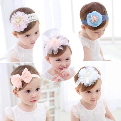 China Comfortable Hot Sale Baby Hair Accessories Softly Lace Bow Cute Baby Girl Hair Band Princess Hair Band for sale