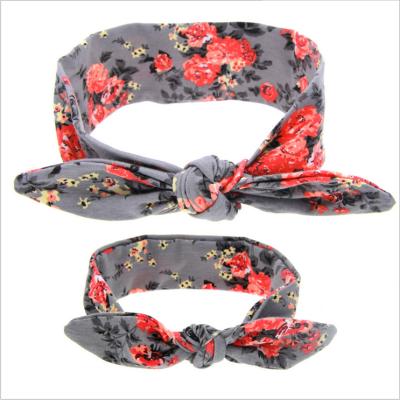 China Fashional Hot Selling Cute Mother-child Headband Set Rabbit Ears Hair Band Set Baby Printed Hair Headband for sale