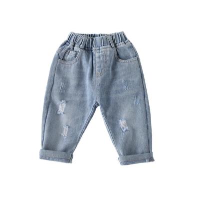 China New Spring Fashion Children's Clothes Boys And Girls Light Color Jeans Baby Hole Breathable Casual Jeans for sale