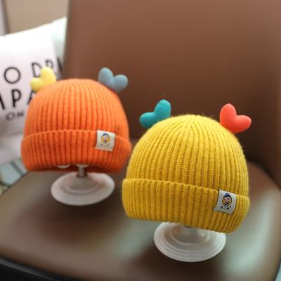 China Cute 1-4 Years Windproof Kids Hat Unisex Winter Knitted Warm Cap For Kids And Baby Knit Beanie Hat for sale