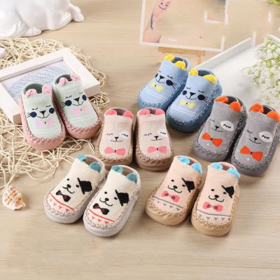 China Lovely Cartoon Baby Shoes Anti-slip Soft Unique Infant Newborn Baby Socks Children Sweat-absorbent Cotton for sale