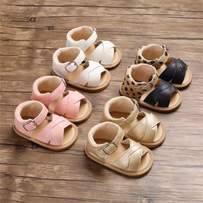 China 0-1 Years Baby Anti-slippery Hook And Loop Breathable PU Leather Sandals For Summer for sale