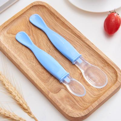 China Nitrosamine Free Makers Direct Spoon Silicone Infant Feeding Supplies Two Piece Spoon Tableware for sale