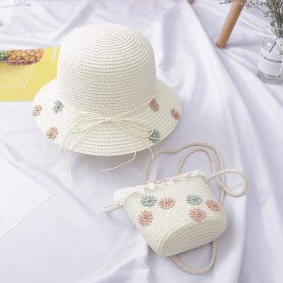 China High Quality Colorful Striped Baby Sun Hat With Cute Little Satchel Suit Girls Boys Summer Style Bucket Hat for sale