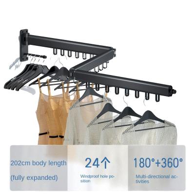 China Modern Folding Balcony Stainless Steel Wall Mounting Retractable Telescopic Clothes Hanging Drying Rack for sale