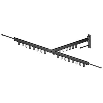 China Modern Indoor Aluminum Alloy Telescopic Wall Hanging Balcony Outdoor Folding Black Wall Mounted Clothes Rack Rod Hanger for sale