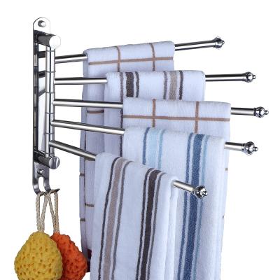 China 304 Stainless Steel Contemporary Punch Free Rotating Towel Rack Double Rod Bathroom Towel Rack Hanging Toilet for sale