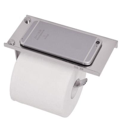 China Modern 304 Stainless Steel Toilet Paper Holder Roll Holder Hotel Bathroom One Toilet Paper Holder Tissue Box Mobile Phone Holder for sale