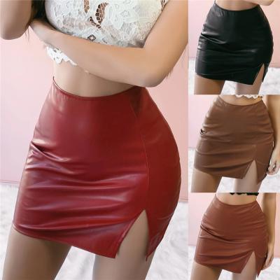 China Sexy Breathable Solid Color High Waist PU Leather Skirt For Ladies Club Wear Sexy Mini Skirts Women Shorts for sale