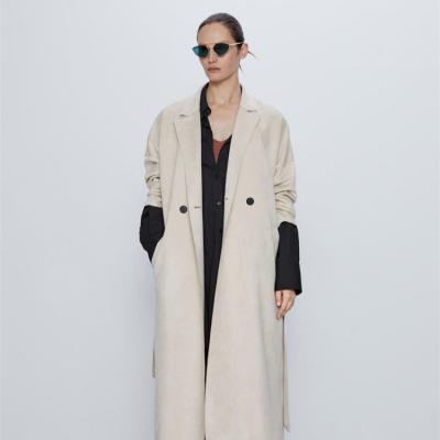 China Breathable Breathable Ride Down Collar Ladies Coats Female Trench Coat Woolen Women's Casual Overcoat Long for sale