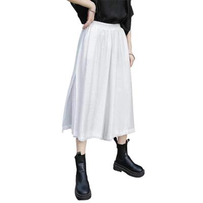 China 2022 Summer Slender Wide Leg Pants Women's Slim Sunscreen Split Double Layer Chiffon Pants High Waist Hanging Straight Cropped Panties for sale