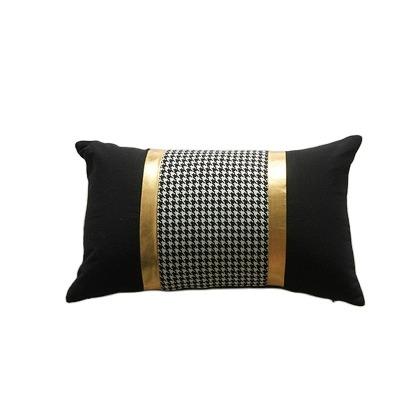 China Anti-static lightweight luxury gold leather stitching, simple fashion modern gold black and white pillow case for sale