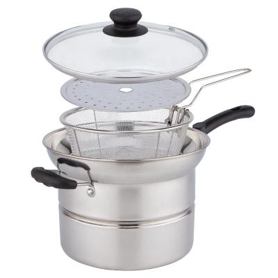 China Sustainable Steam Fryer Stainless Steel Multifunctional Soup Cooking Pots for sale