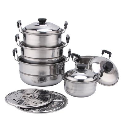 China Sustainable 12PCS Stainless Steel American Style Tall Pot Set Cooking Steamer Pots for sale