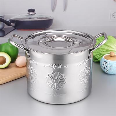 China 8QT / 12QT / 16QT / 20QT Sustainable Flower Embossed Large Stainless Steel Strong Running Pot for sale