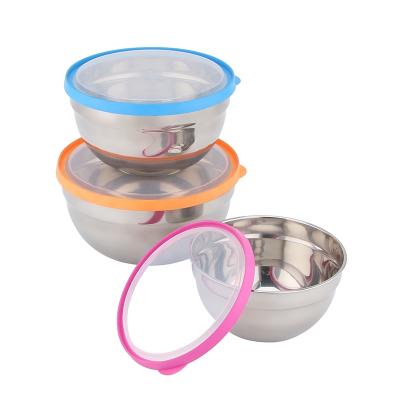 China Kitchen Sustainable Nesting Deep Stainless Steel Mixing Bowl Set With Lids for sale