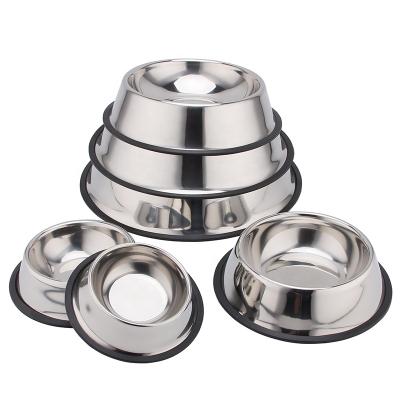 China Stainless Steel Round Feeder Bowl Pet Food Bowls Sustainable Metal Dogs for sale