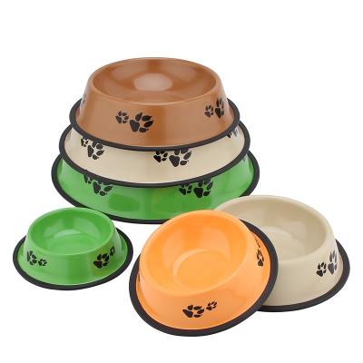 China Cute Sustainable Metal Pet Food Rolls Claw Model Colorful Iron Feeder Bowl For Cats And Dogs for sale