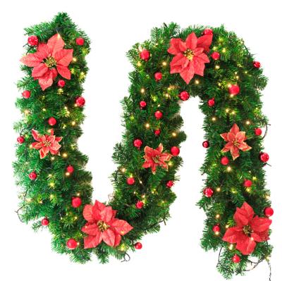 China Beautiful Hot Sale 9FT Pre Lit Luxury Decorated LED PVC Garland Christmas Decoration With Lights for sale