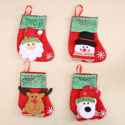 China Wholesale Christmas Personalized Glitter Novelty Santa Christmas Stocking Mini Christmas Sock Stocking for sale