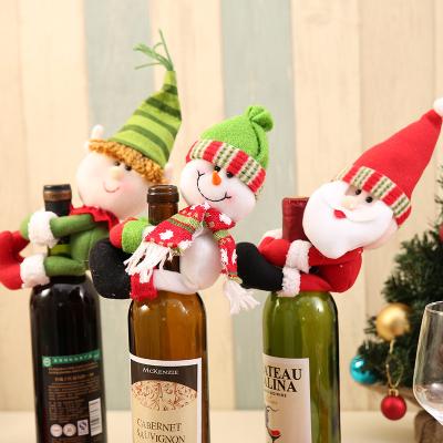 China Cute Santa Claus Snowman Elf Doll Xmas Christmas Xmas Bottle Wrap Cover Topper for sale