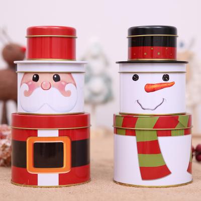 China Iron New Christmas Decorations Triple Tin Box Candy Tin Cookie Box Kids Creative Gift Tin Box for sale