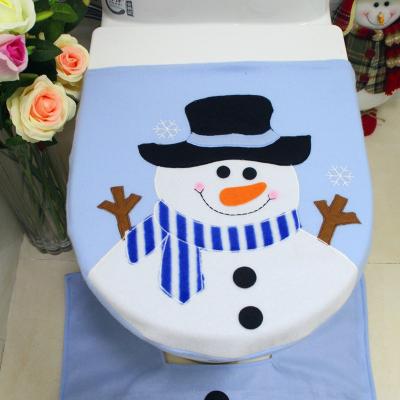 China Toilet Room New Year Christmas Home Decorations Bathroom Snowman Christmas Toilet Seat Cover for sale