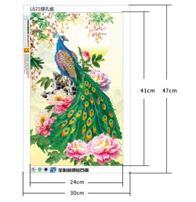 China Peacock Diy animal Diamond Mosaic Wall Painting Canvas Diamond Painting of traditional Chinese factory decor for sale