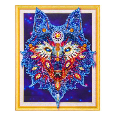 China Modern Special Round Drill Diamond Wolf Painting Special Colorful DIY Handwork 5D for sale