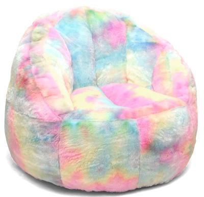 China Heritage Club Rainbow Faux Fur Foldable Bean Bag Chair 28