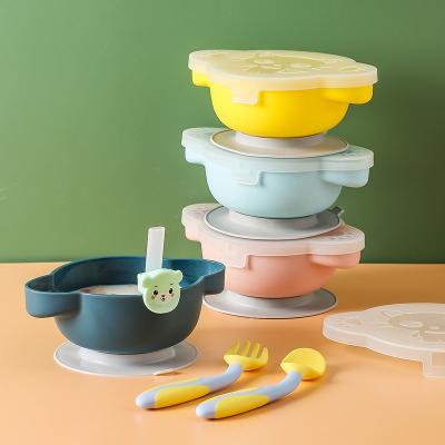 China BPA Free Travel Set With Cover Feeding Children's Supplement Suction Cup Bowl Learning To Eat Practicing Rice Crate for sale