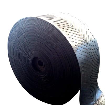 China Manufacture NN/EP Heat Resistant Black Type PE Type Conveyor Belt Rubber Chevron Rubber Belt Price for sale