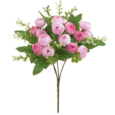 China Beautiful Colorful Artificial flower fake flower artificial flower 15heads  simulation bouquet rose home wedding decoration collocation for sale