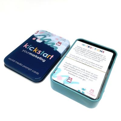 China Whole Body CMYK Paper Full Color Printing Custom Design Game Cards Tin Box Wholesale for sale