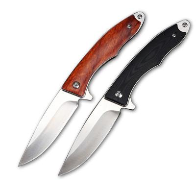 China Red Rosewood Handle Slide Open Folding Knife Outdoor Survival Pocket Hunting Camping Knives for sale