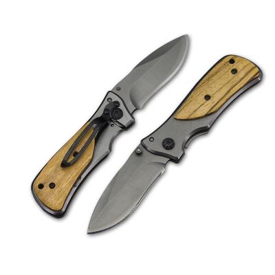 China Non-variable Wooden Handle Folding Knife 440C Blade Material Pocket Knives Hunting Survival Outdoor Camping Tool for sale