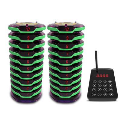 China Restaurant Green Color Waterproof Vibration Wireless Server Pager System for sale