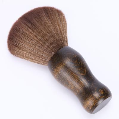 China Hair Cloth For Barber Powder Cosmetic Brush Logo Premium Hair Cutting Round Wooden Handle Neck Salon Custom Brush Cloth Brush for sale