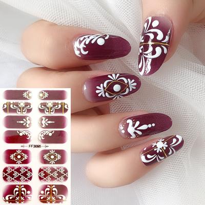 China Wholesale Adhesive Non-Toxic Eco-Friendly Art Wraps Brand 3d Gel Polish Custom Christmas Nail Sticker UV Nail Decals Strips Stickers for sale