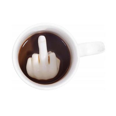 China Viable Wholesale Custom Mug Middle Finger Ceramic Creative Logo Coffee Mug for sale